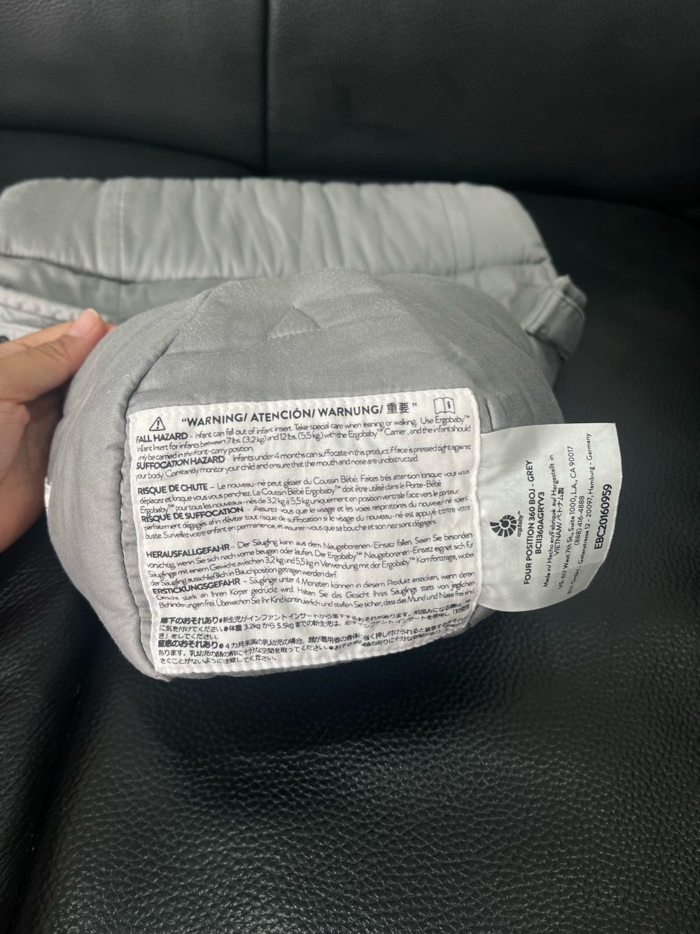 Ủ kén sơ sinh địu Ergobaby màu xám 0m->4m ( no box) - Ảnh 9