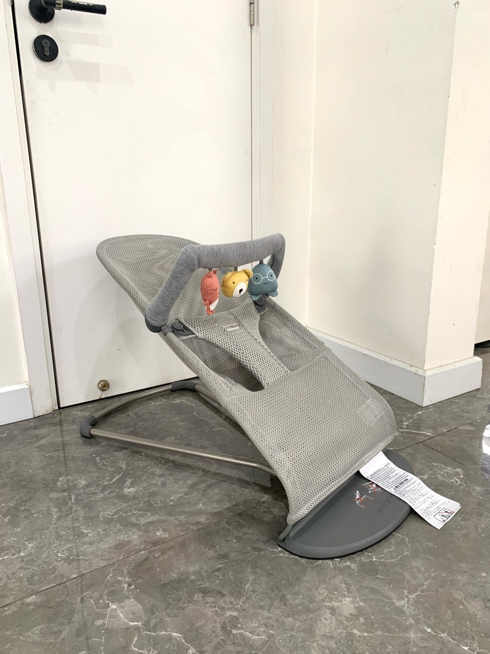 Ghế rung BabyBjorn vải mesh màu xám & thanh đồ chơi (no box) - Ảnh 8