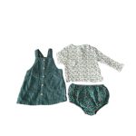 Set bộ yếm tay dài màu xanh Obaibi hoạ tiết hoa nhí ( size 12m)