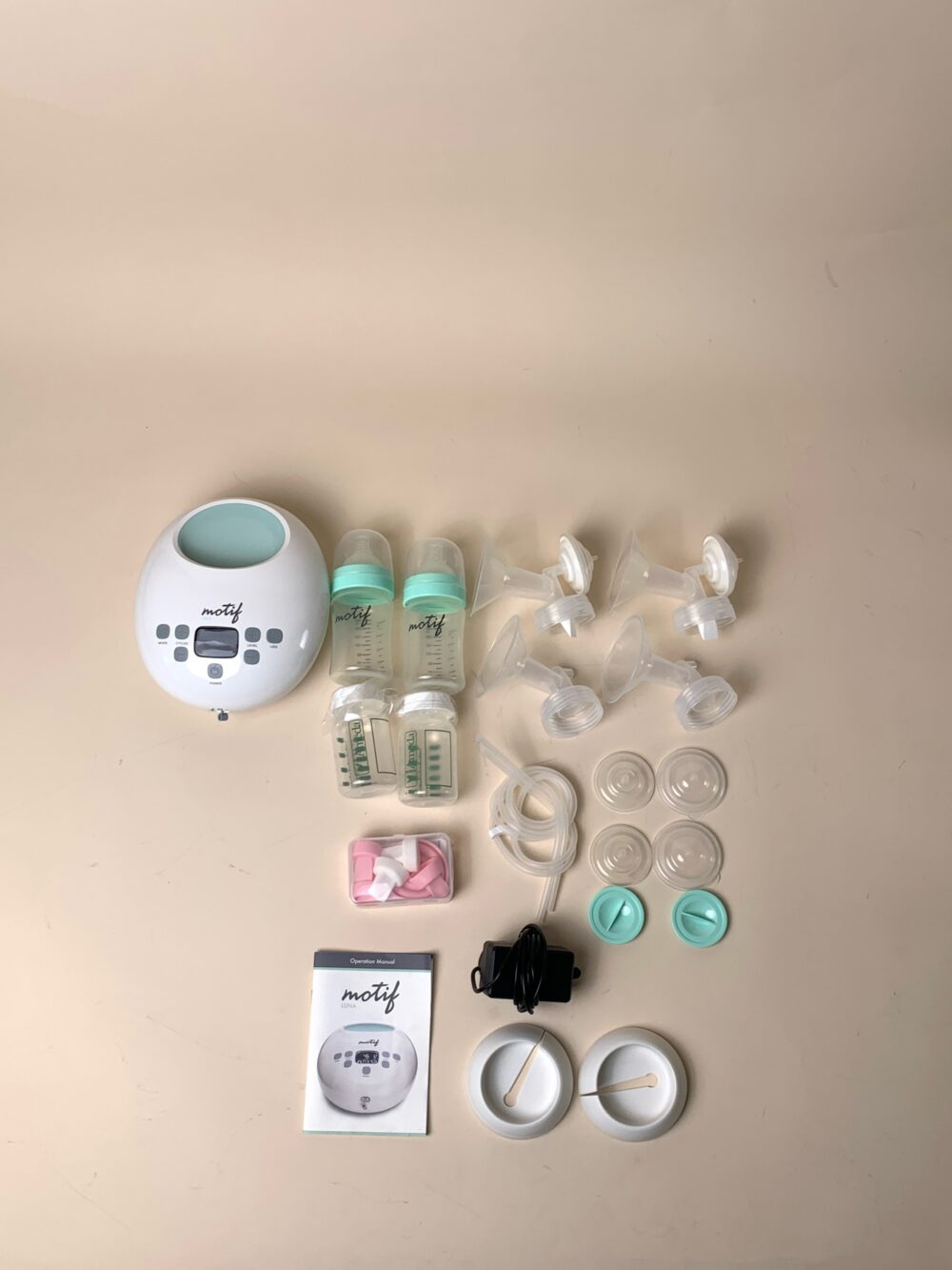 Máy hút sữa Motif Luna kèm phụ kiện thay thế (van mỏ vịt, van chặn sữa, bộ cổ nối spectra) - Ảnh 2
