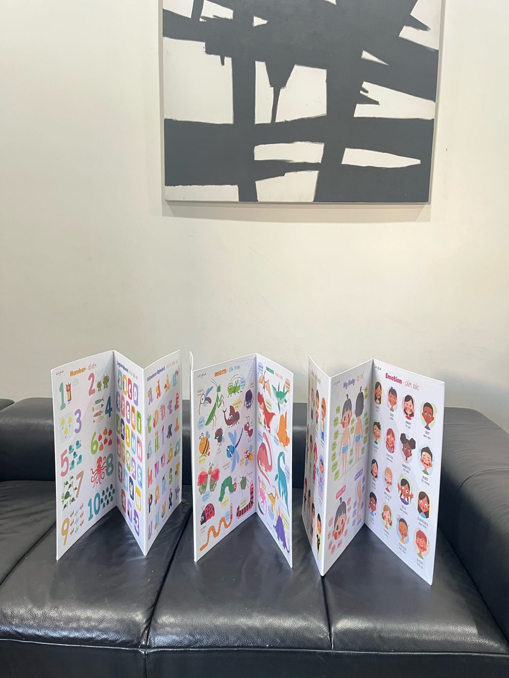 Set 3 bảng gấp thông thái song ngữ nhiều chủ đề Lalala baby 96x50cm ( Giấy ford 80 cứng) - Ảnh 6