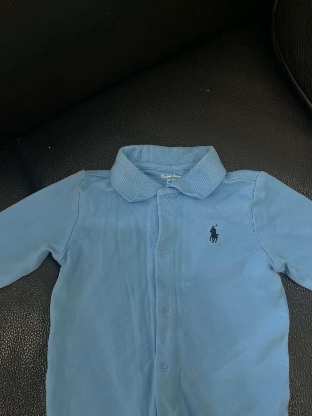 Bodysuit dài tay Ralph Lauren màu xanh (size 9m/75cm) - Ảnh 5
