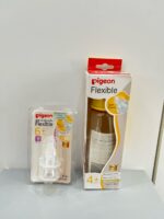 Set bình Sữa Pigeon flexible PPSU Cổ Hẹp 240ml (size núm: 4m+) & núm ti Pigeon thay thế (size: 6m+) - Ảnh 2