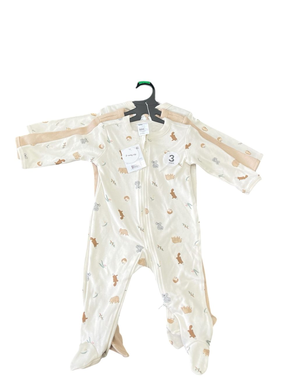 Set 3 bộ bodysuit hoạ tiết gấu, nhím Anko baby ( size:0->3m, new 100%) - Ảnh 1