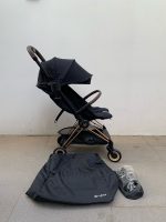 Xe đẩy gấp gọn Cybex Platinum Coya khung rosegold màu Sepia black kèm cup holder, áo mưa, túi vải đựng - Ảnh 2