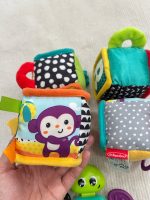 Set 3 món đồ chơi hình khối khám phá bằng vải và đồ chơi gặm nướu hình chú rùa infantino, kính vạn hoa lắp lánh moulin roty - Ảnh 4