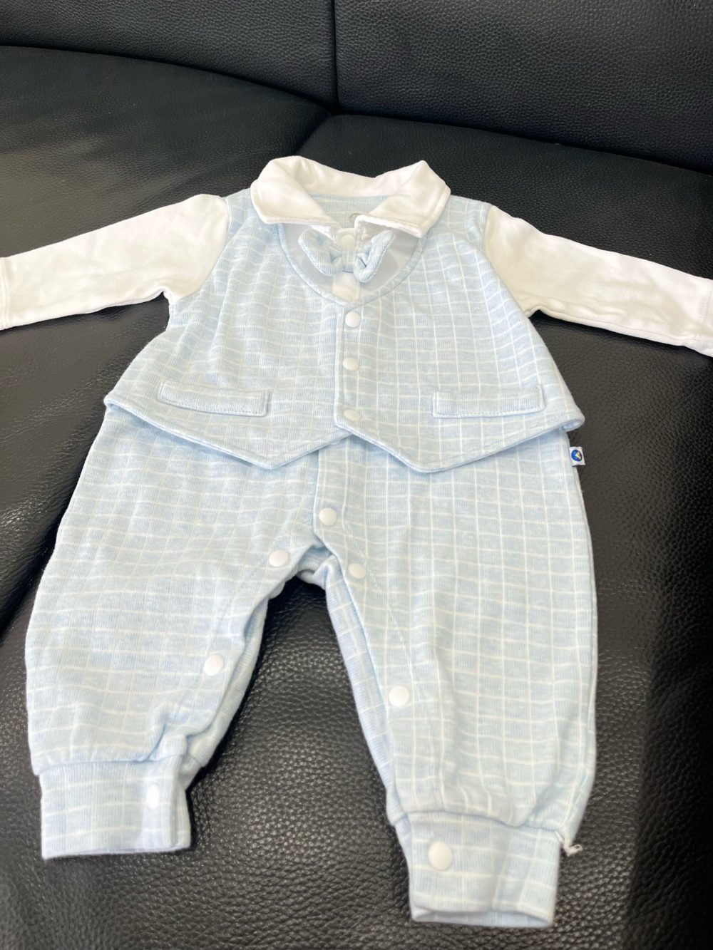 Set 2 bộ bodysuit màu xanh kẻ sọc trắng KidsPlaza ( size: 0->3m, 3->6m) - Ảnh 6