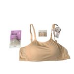 Hộp 2 núm ti silicone Grosmimi stage 1 (1~3m) tặng áo ngực lót su mềm cho mẹ màu be (size: 40/90)