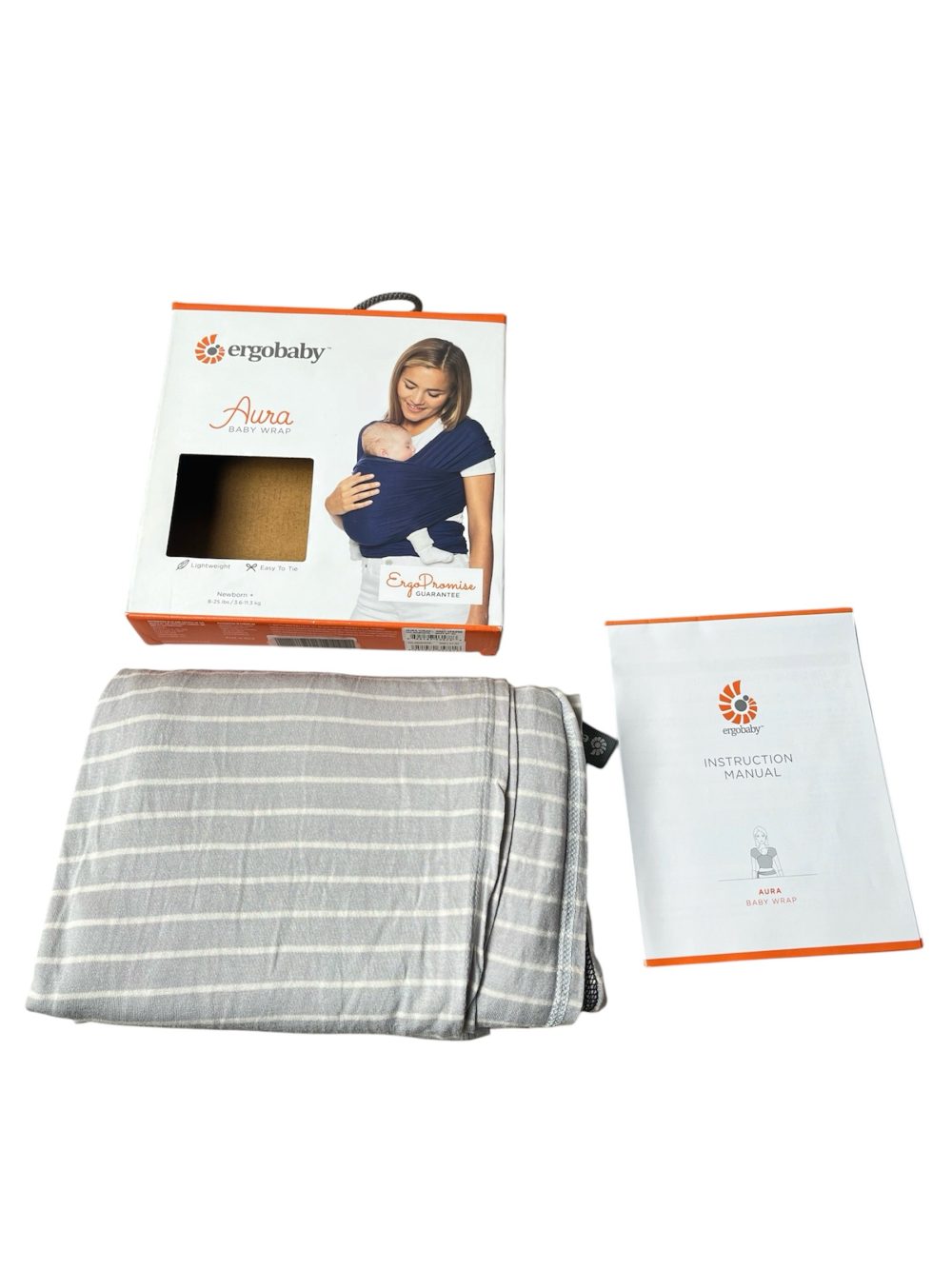 Địu vải Ergobaby Aura Wrap, Grey Tripes ( Size: 0m->11kg3, full box) - Ảnh 1