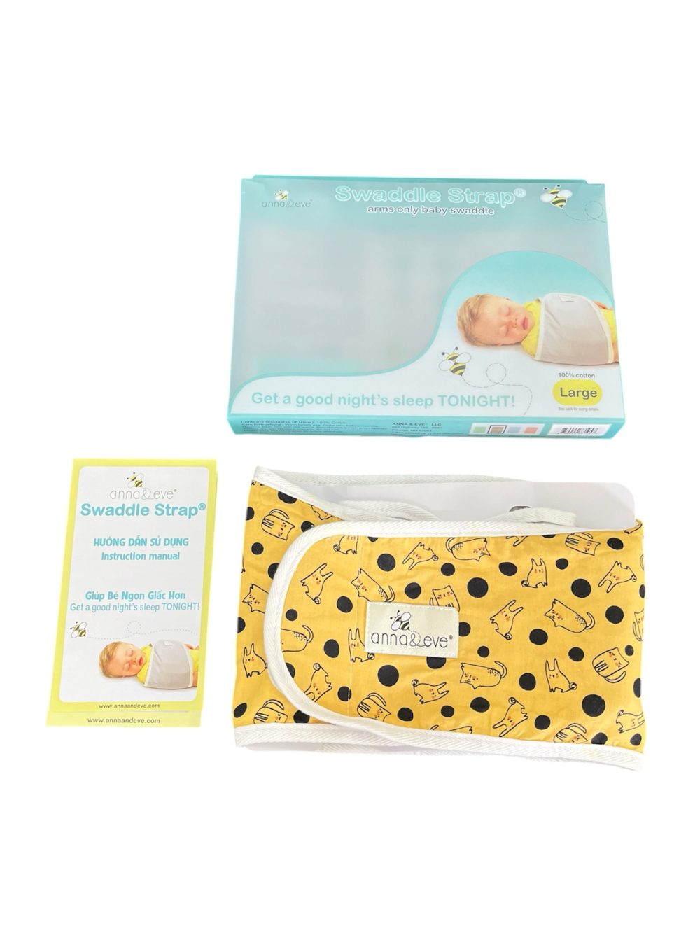 Quấn bé Anna&eve hoạ tiết mèo vàng (size: L vòng ngực 41->52cm, full box) - Ảnh 1