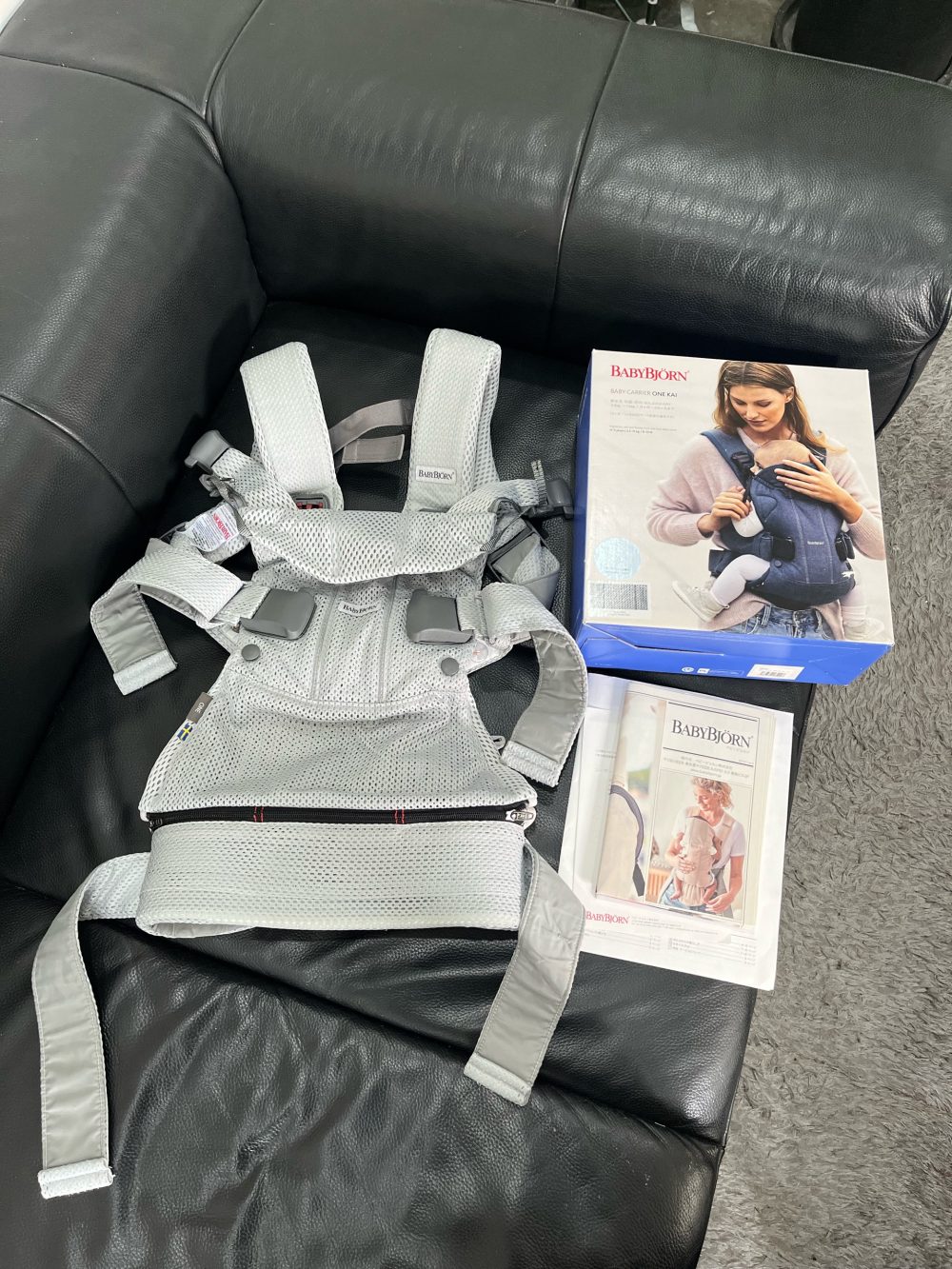 Địu Baby Bjorn One Air 3D mesh màu silver ( size: 0->3y~3kg5->15kg, full box) - Ảnh 5