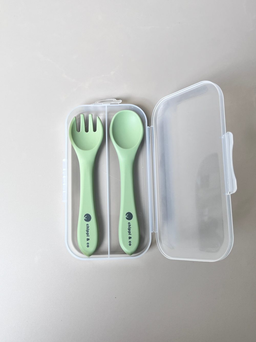 Set ăn dặm Silicone Chippiandco hoạ tiết mèo màu xanh - Ảnh 8