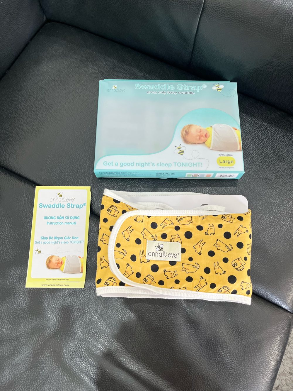 Quấn bé Anna&eve hoạ tiết mèo vàng (size: L vòng ngực 41->52cm, full box) - Ảnh 3