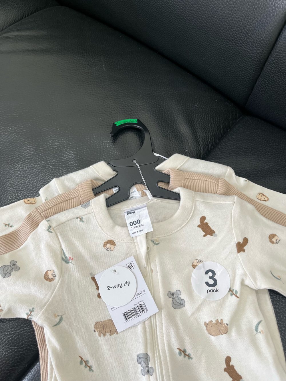 Set 3 bộ bodysuit hoạ tiết gấu, nhím Anko baby ( size:0->3m, new 100%) - Ảnh 6