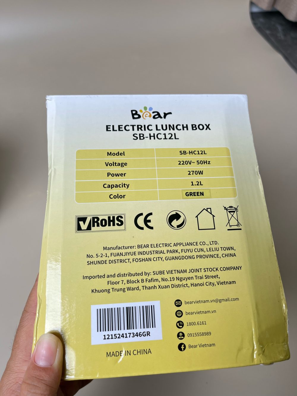 Hộp cơm cắm điện Bear 1,2L màu xanh ( full box) tặng kèm khay ăn dặm và thìa Modui - Ảnh 2