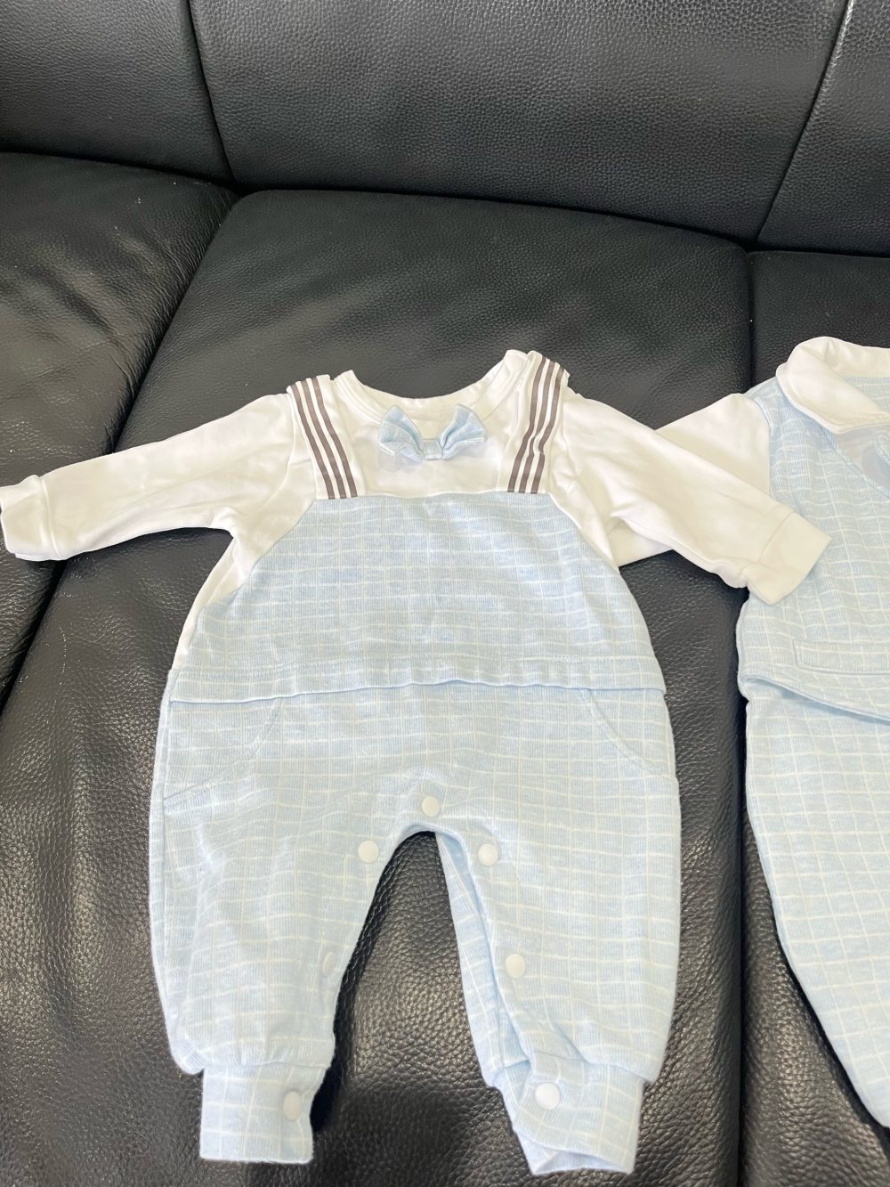 Set 2 bộ bodysuit màu xanh kẻ sọc trắng KidsPlaza ( size: 0->3m, 3->6m) - Ảnh 5