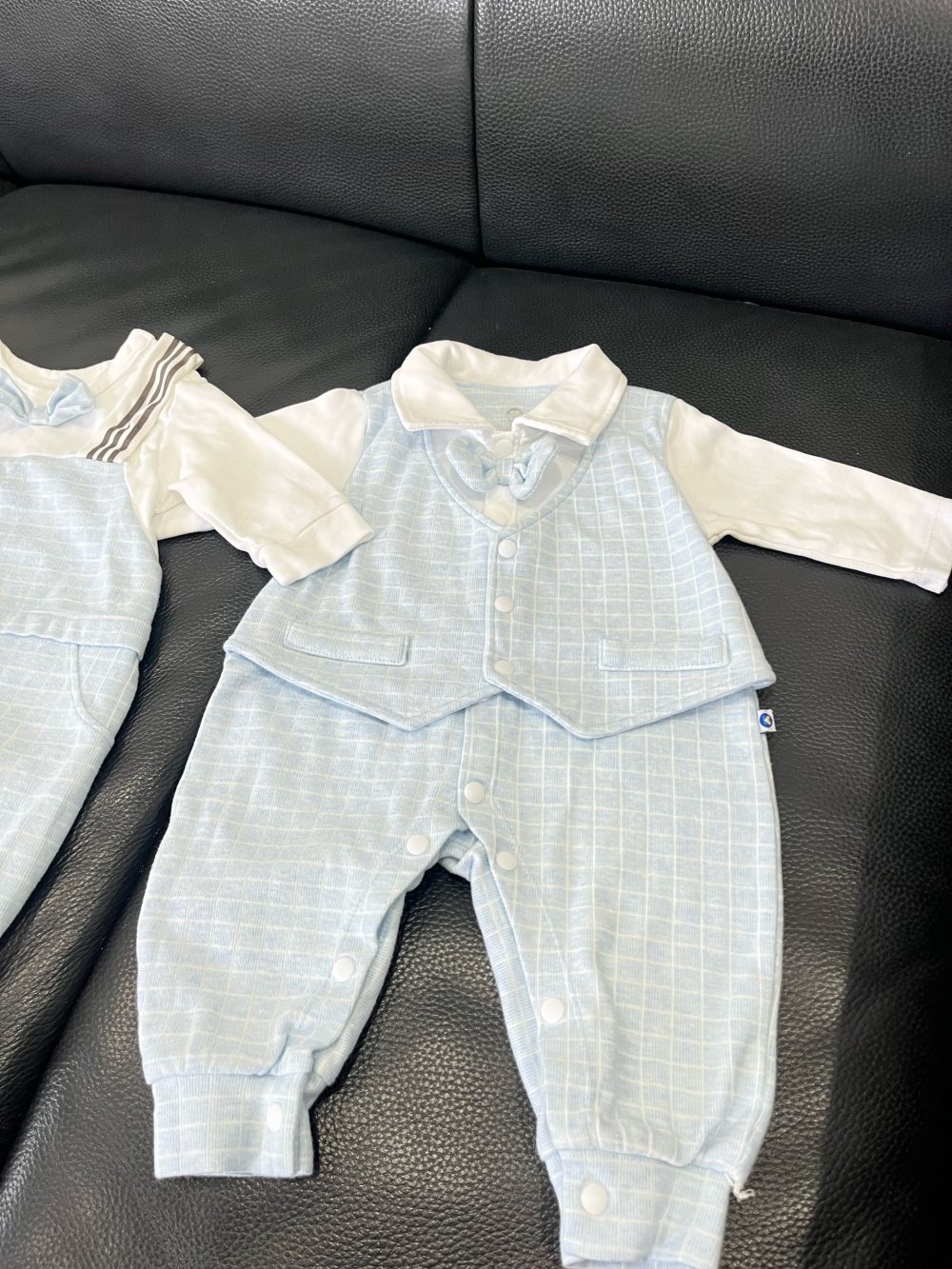 Set 2 bộ bodysuit màu xanh kẻ sọc trắng KidsPlaza ( size: 0->3m, 3->6m) - Ảnh 8