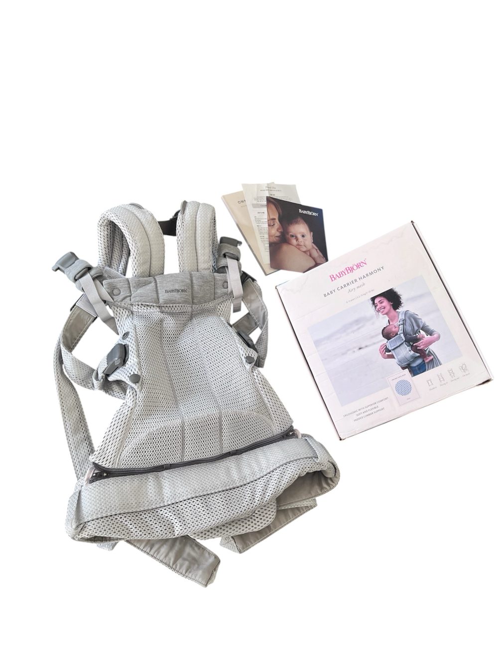 4651cec503e042d6be91676919bbe2db Địu Trẻ Em Baby Bjorn Harmony màu Sliver (0→3 tuổi, tối đa 15kg) còn box - Ảnh 1