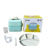 Hộp cơm cắm điện Bear 1,2L màu xanh ( full box) tặng kèm khay ăn dặm và thìa Modui