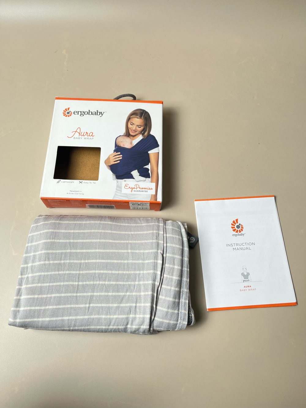 Địu vải Ergobaby Aura Wrap, Grey Tripes ( Size: 0m->11kg3, full box) - Ảnh 6