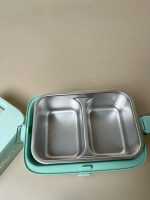 Hộp cơm cắm điện Bear 1,2L màu xanh ( full box) tặng kèm khay ăn dặm và thìa Modui - Ảnh 3