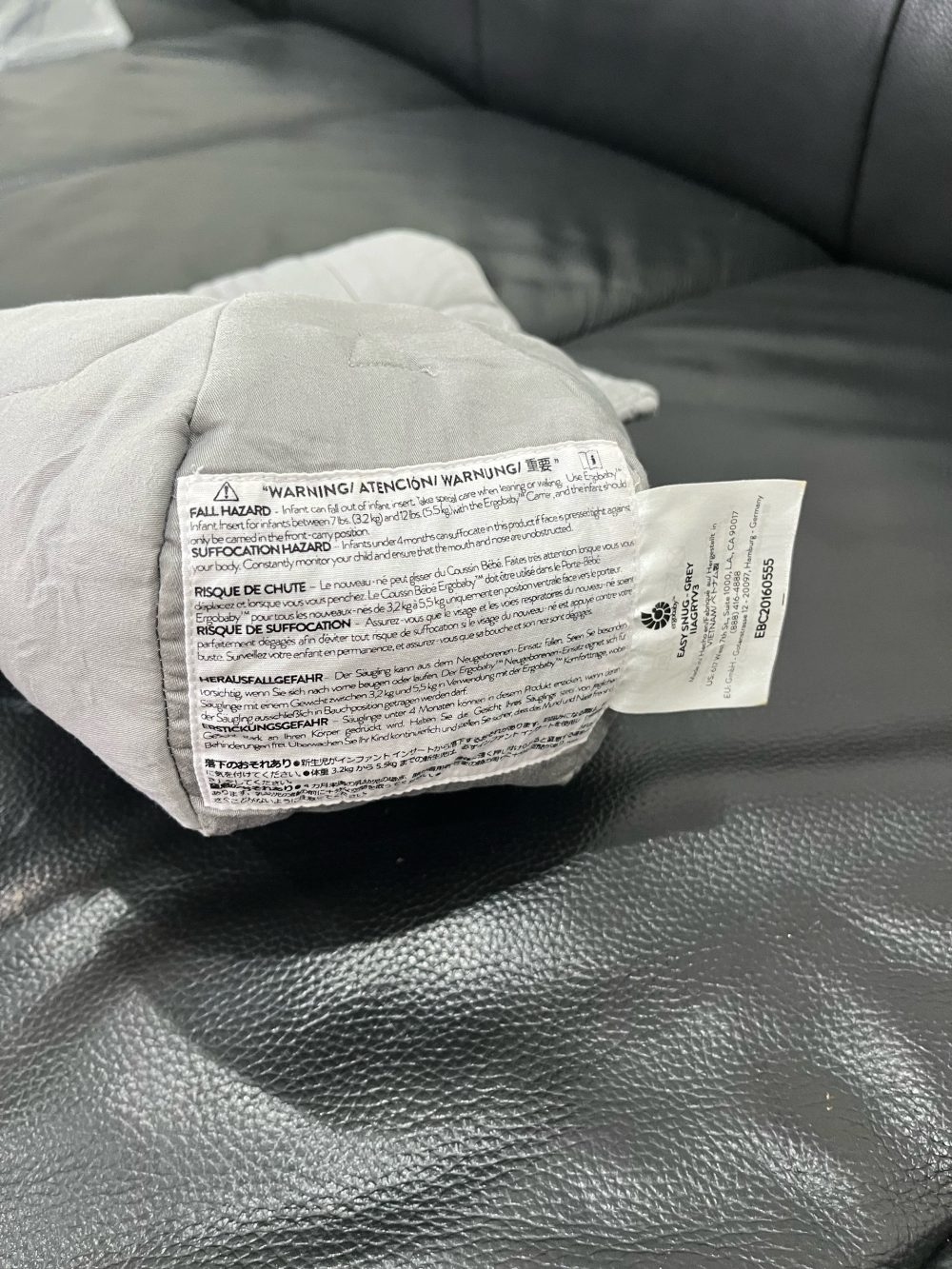 Kén ủ sơ sinh Ergobaby Infant Insert Easy Snug, Grey( size: 0m->4m, no box) - Ảnh 4