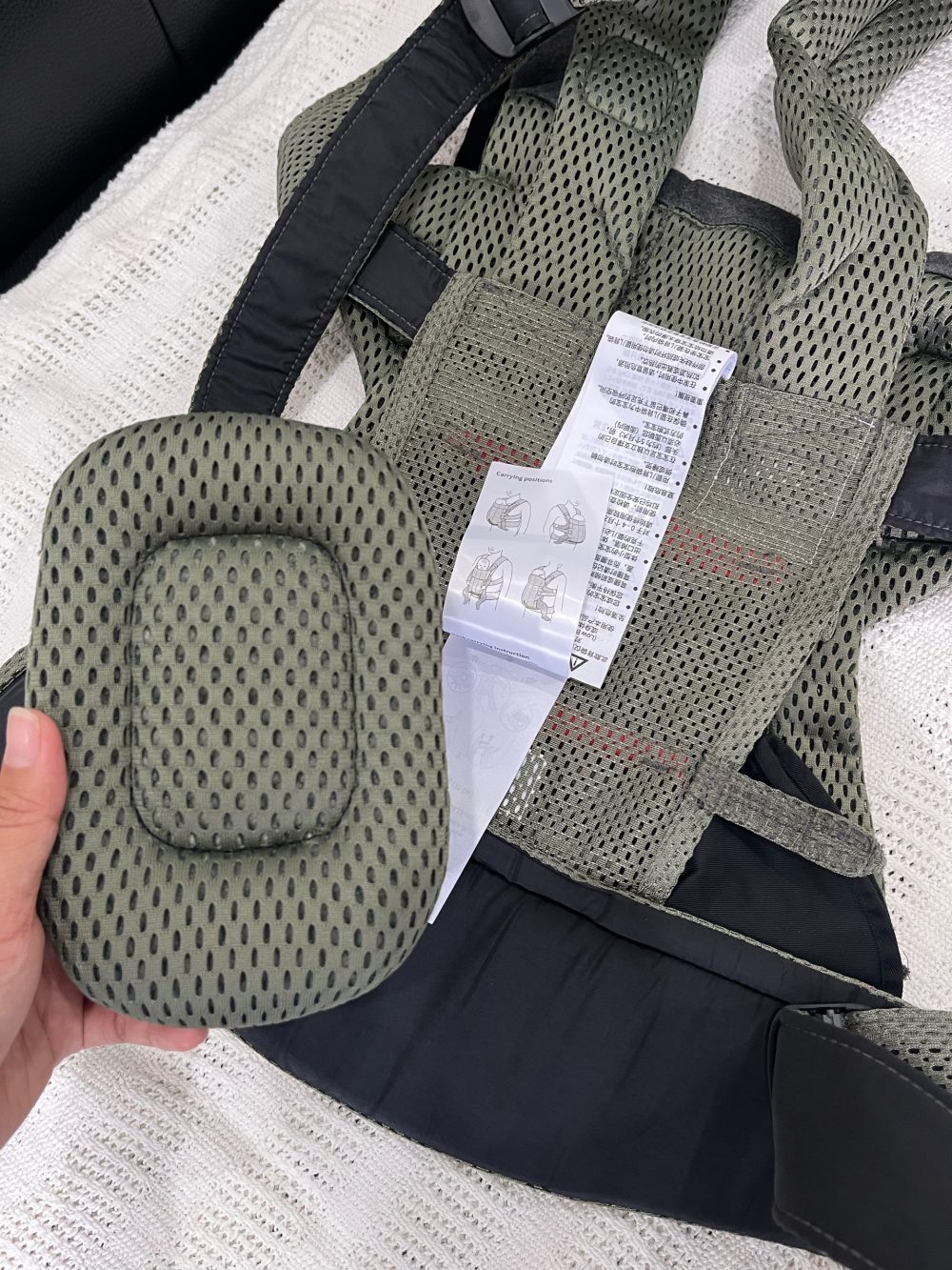 Địu Baby Bjorn Harmony màu xanh rêu - sơ sinh: 3kg2->15kg ( full box) - Ảnh 13