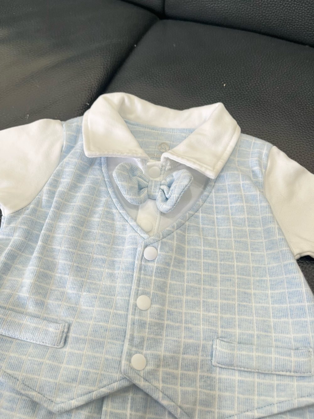 Set 2 bộ bodysuit màu xanh kẻ sọc trắng KidsPlaza ( size: 0->3m, 3->6m) - Ảnh 7