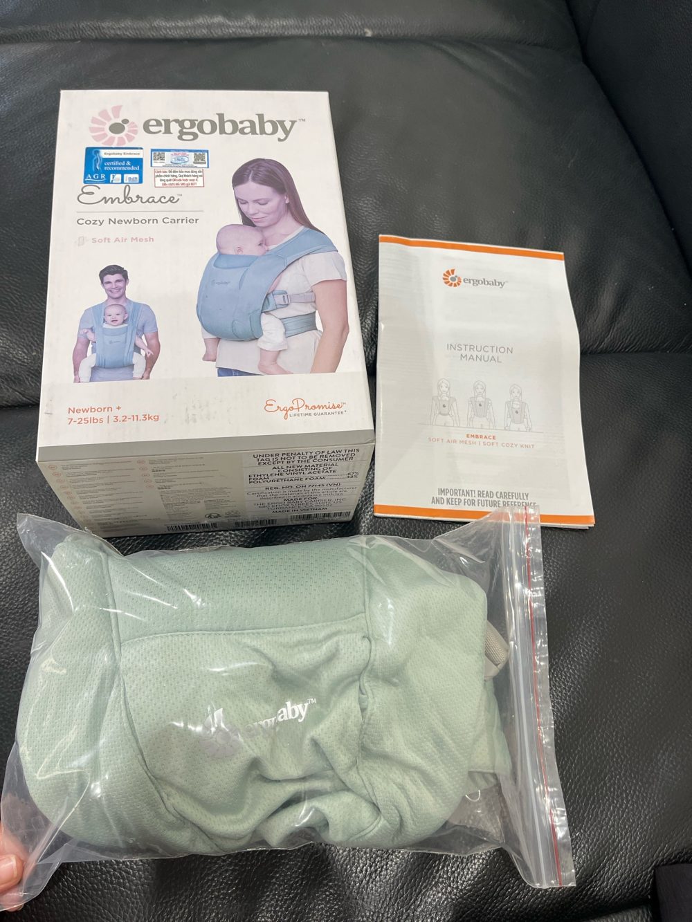 Địu Ergobaby Embrace Soft Air Mesh, Sage (0m->11kg3, full box) - Ảnh 14