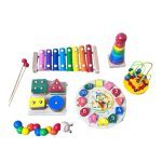 Set đồ chơi lắp ráp gỗ, nhạc nhiều màu cho bé