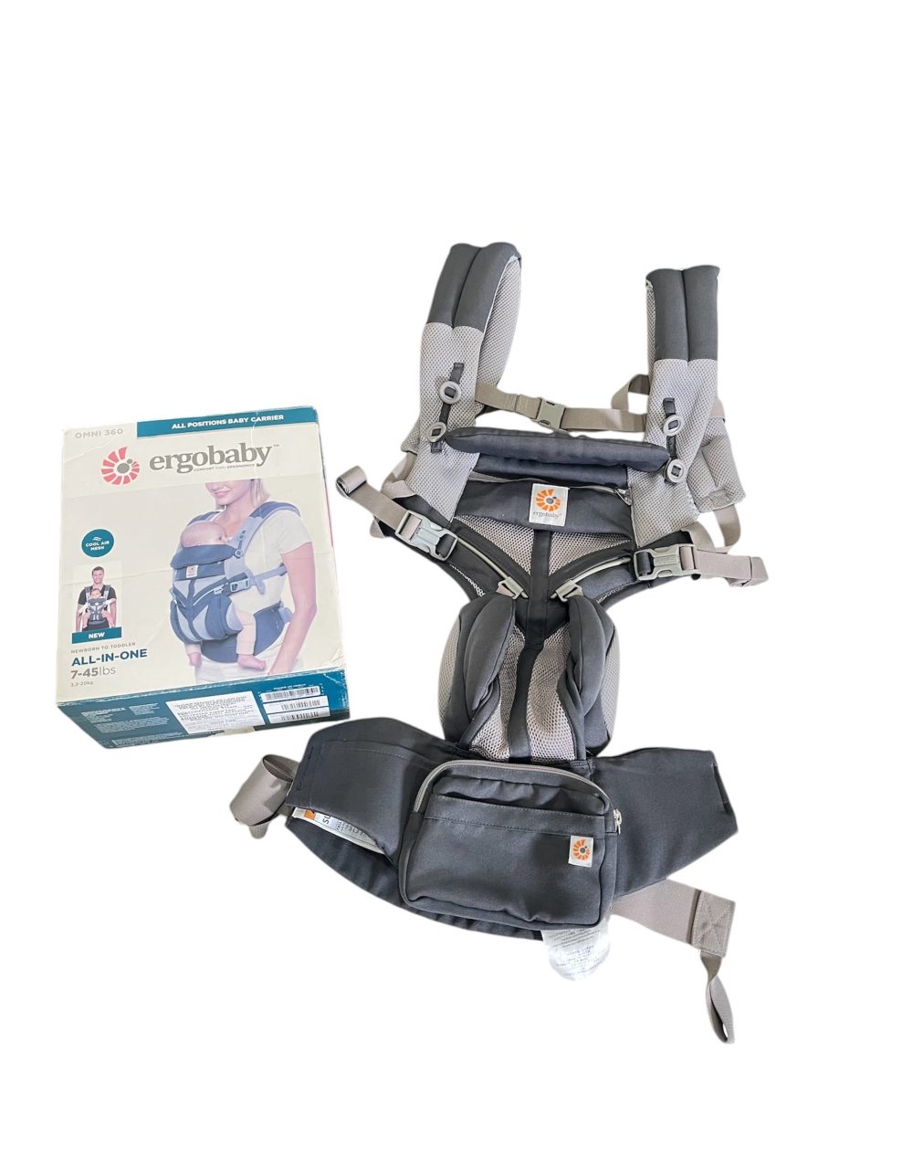 Địu Ergobaby Omni 360 Cool Air Mesh, Carbon grey ( sơ sinh 3.2kg ->20kg, full box) - Ảnh 1