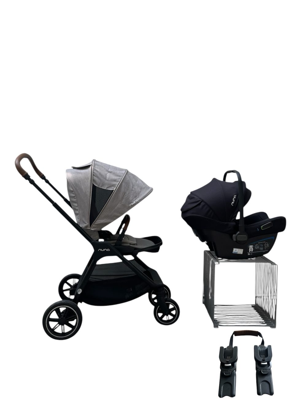 Bộ xe đẩy Nuna Triv Next màu hazelwood ( Size: 0m->4m, tối đa 22kg6)và Nôi Nuna Pipa Next màu carviar kèm Adapter - Ảnh 1