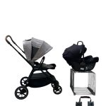 Bộ xe đẩy Nuna Triv Next màu hazelwood ( Size: 0m->4m, tối đa 22kg6)và Nôi Nuna Pipa Next màu carviar kèm Adapter
