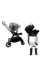 Bộ xe đẩy Nuna Triv Next màu hazelwood ( Size: 0m->4m, tối đa 22kg6)và Nôi Nuna Pipa Next màu carviar kèm Adapter