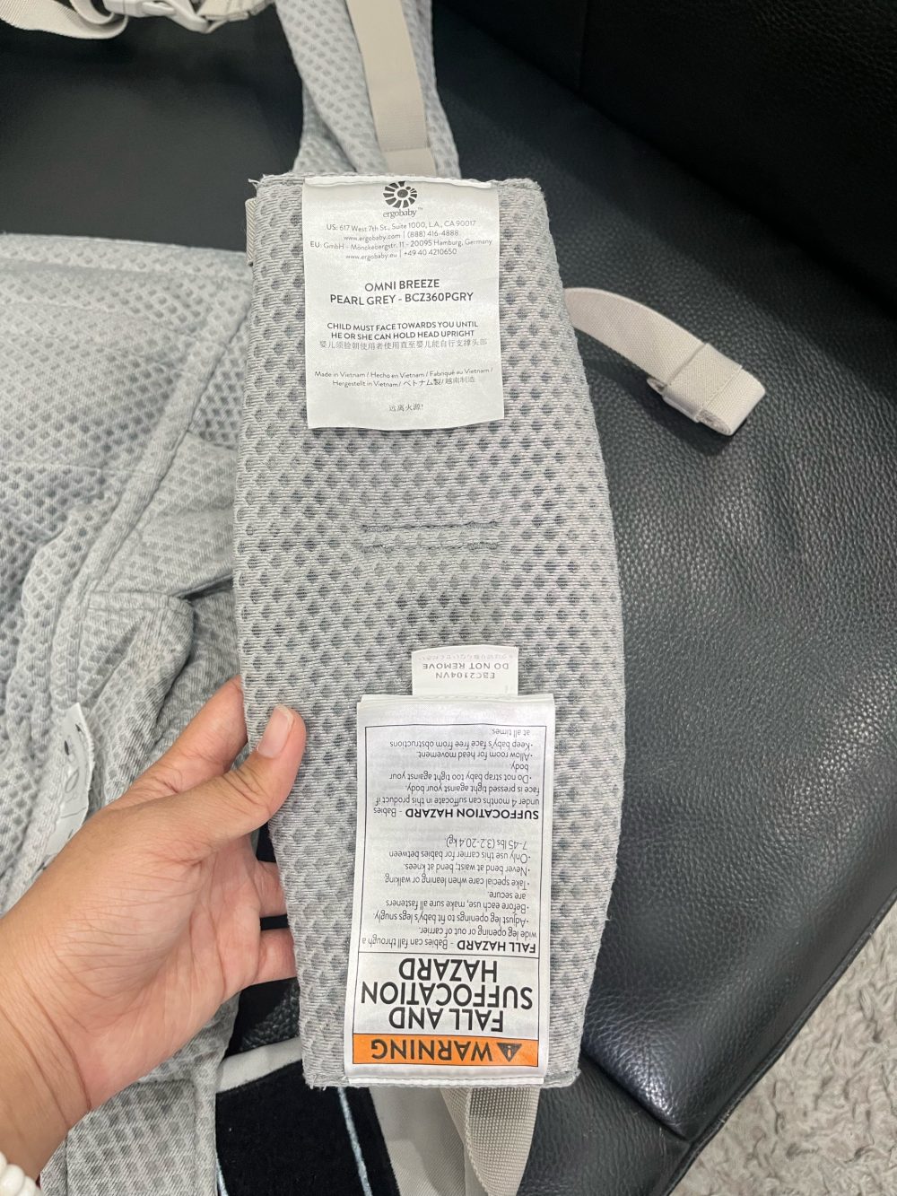 Địu Ergobaby Omni Breeze, Pearl Grey ( 0m-> 20kg, tặng kèm yếm địu) - Ảnh 11