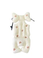 Đệm lót xe đẩy màu be hoa tiết gấu no brand