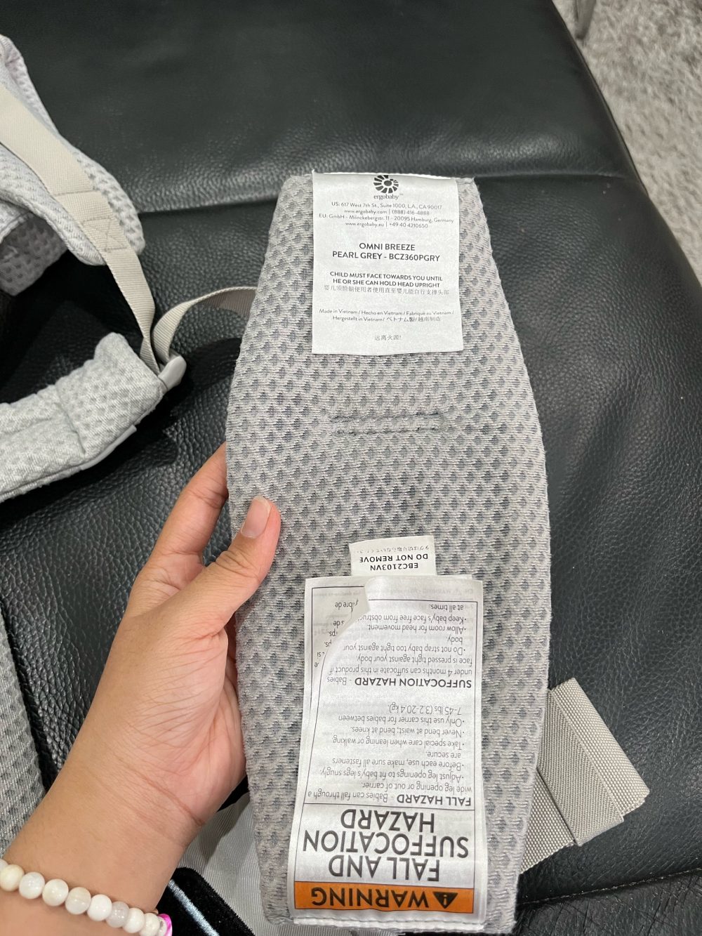 Địu Ergobaby Omni Breeze, Pearl Grey (size: 0m~3.2kg→20kg, no box) - Ảnh 7