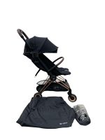 Xe đẩy gấp gọn Cybex Platinum Coya khung rosegold màu Sepia black kèm cup holder, áo mưa, túi vải đựng
