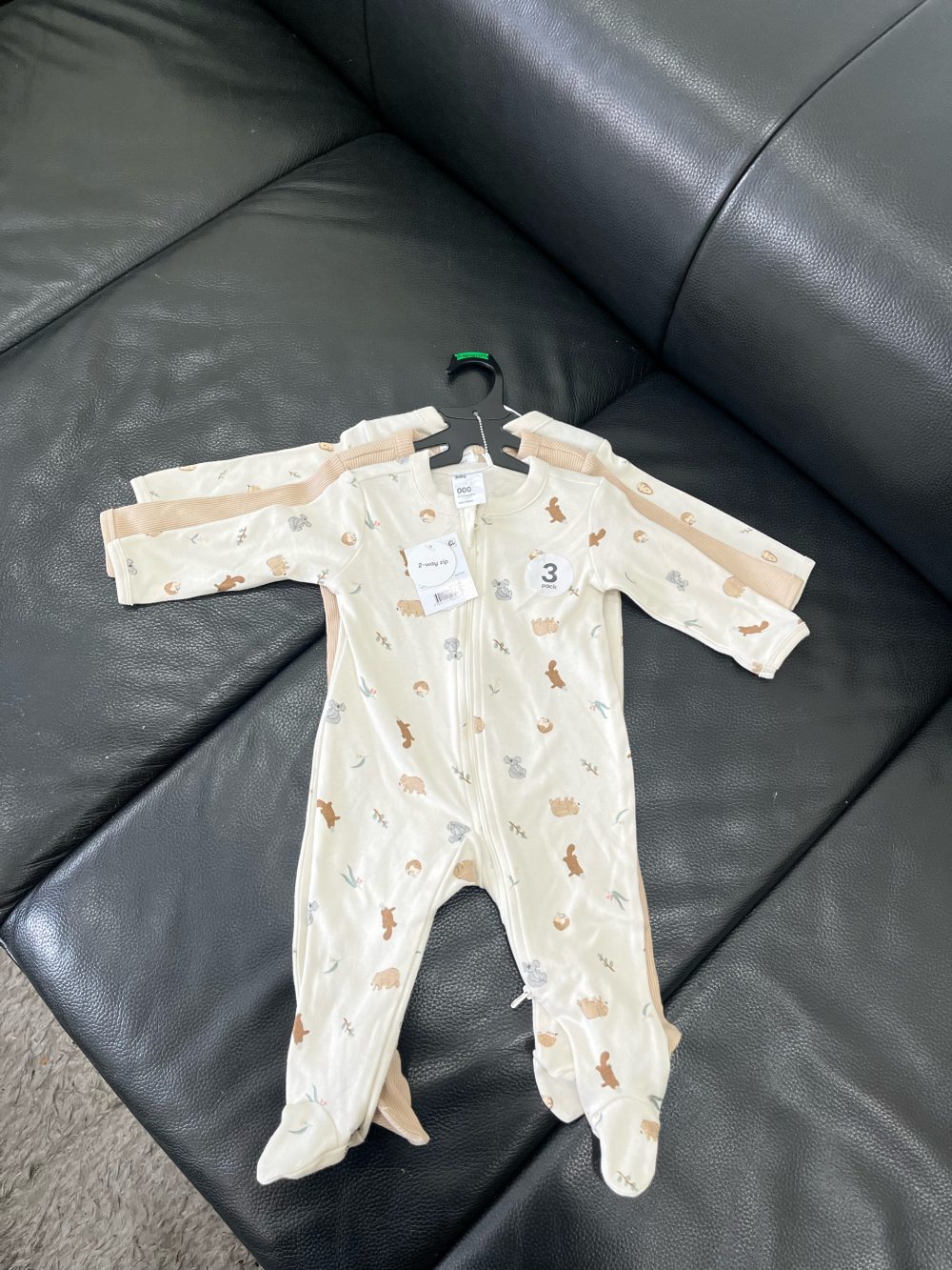 Set 3 bộ bodysuit hoạ tiết gấu, nhím Anko baby ( size:0->3m, new 100%) - Ảnh 4
