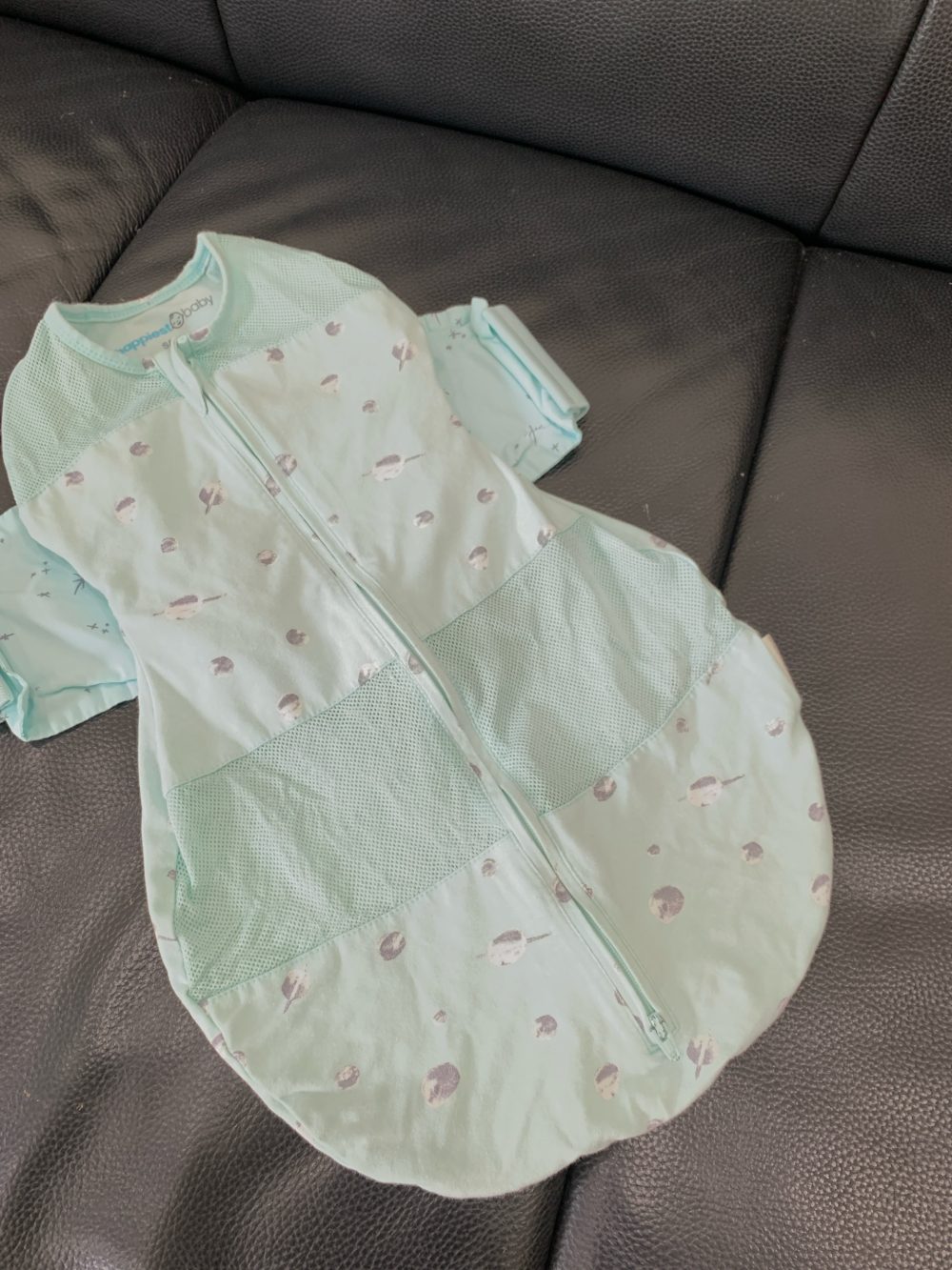 Túi ngủ Happiest baby Snoo 100% hữu cơ hoạ tiết hành tinh màu xanh ngọc (0-2m) - Ảnh 5
