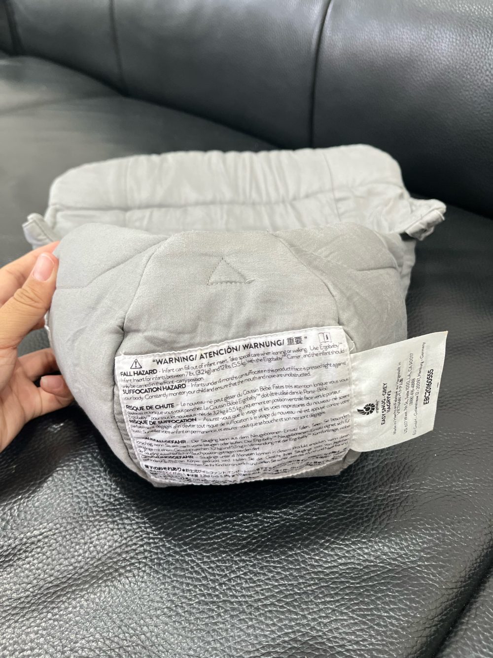 Kén ủ sơ sinh Ergobaby Infant Insert Easy Snug, Grey( size: 0m->4m, no box) - Ảnh 8