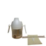 Bình tập uống nước Heorshe màu trắng kèm cọ nhỏ rửa ống hút