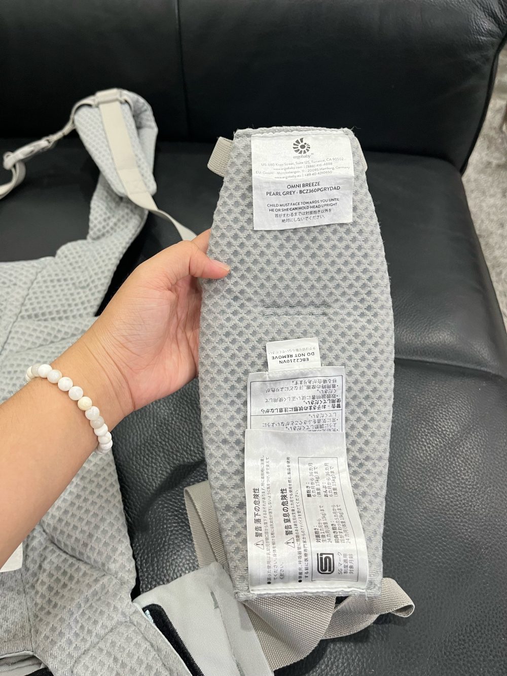 Địu Ergobaby Omni Breeze, Pearl Grey (size: Om ~3.2kg→20kg, tặng kèm yếm địu) - Ảnh 20