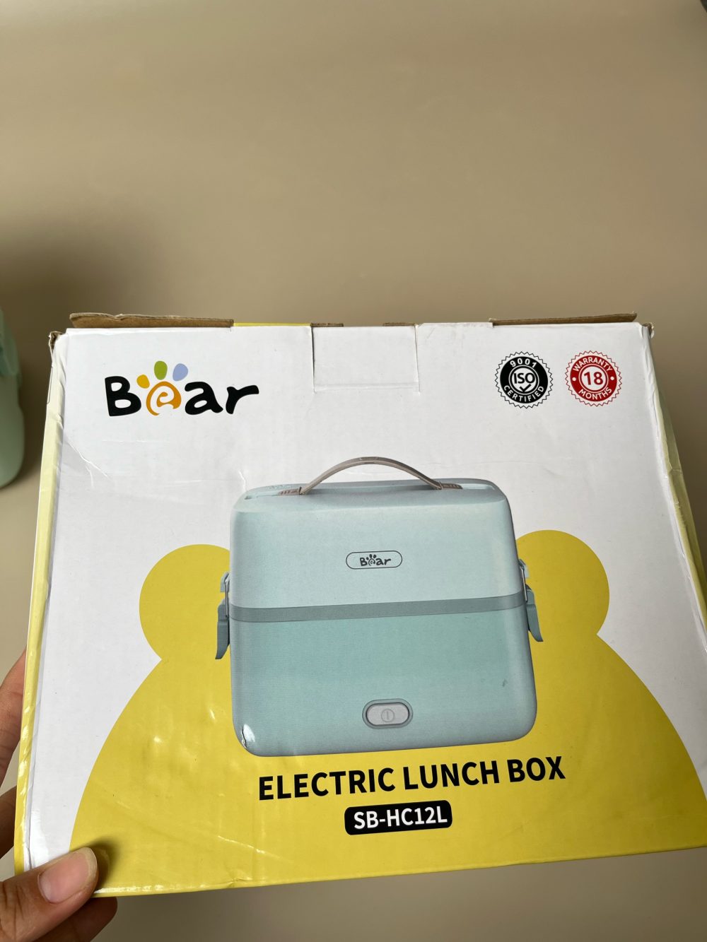 Hộp cơm cắm điện Bear 1,2L màu xanh ( full box) tặng kèm khay ăn dặm và thìa Modui - Ảnh 8