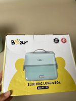 Hộp cơm cắm điện Bear 1,2L màu xanh ( full box) tặng kèm khay ăn dặm và thìa Modui - Ảnh 8