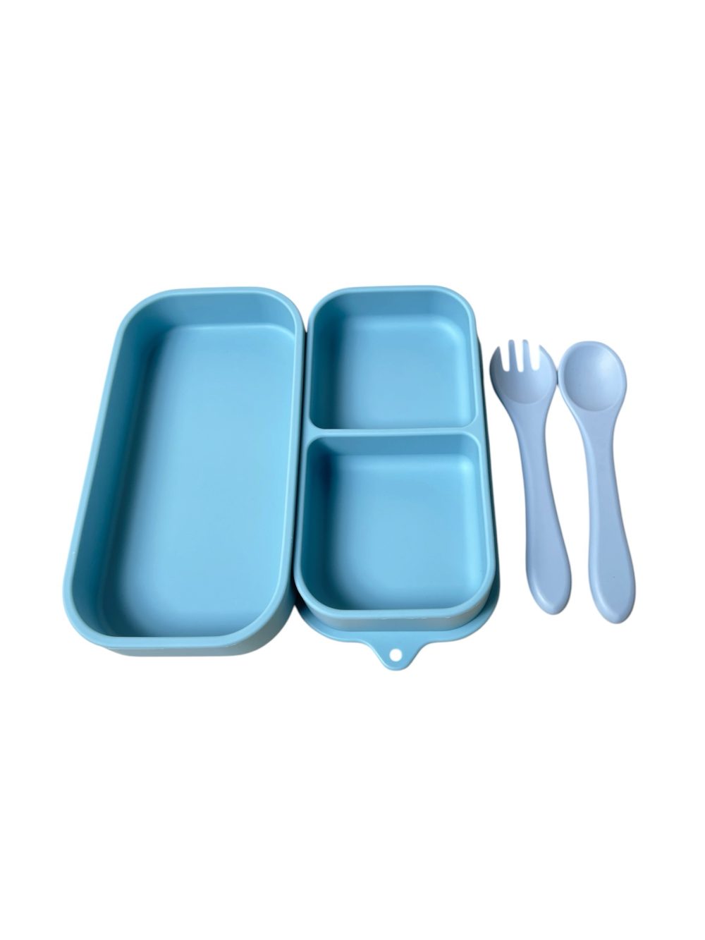 Bộ khay ăn & muỗng ăn dặm silicone Lil'slux màu xanh - Ảnh 1