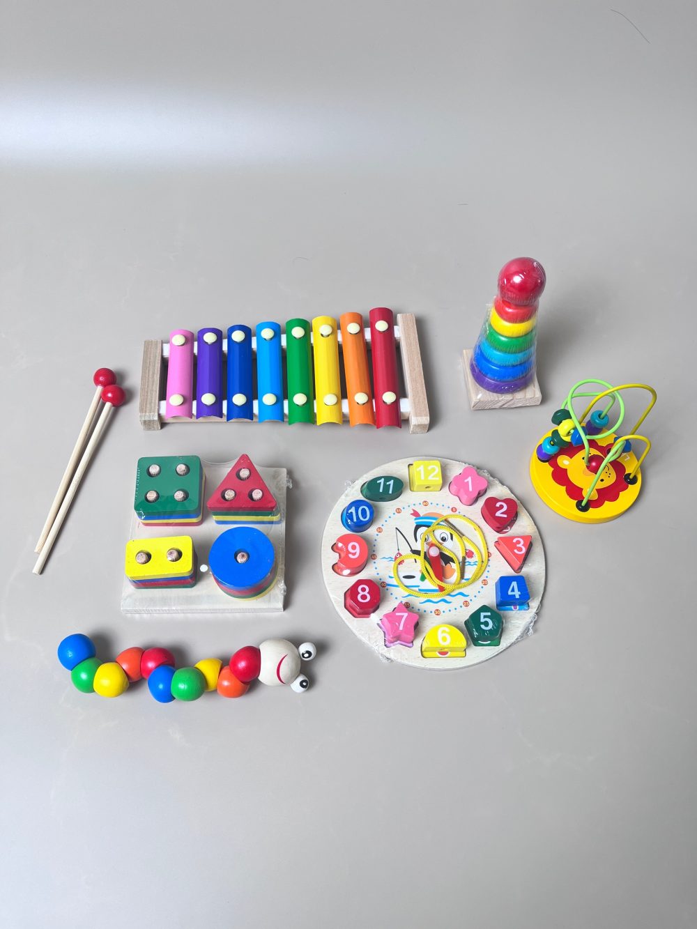 Set đồ chơi lắp ráp gỗ, nhạc nhiều màu cho bé - Ảnh 6
