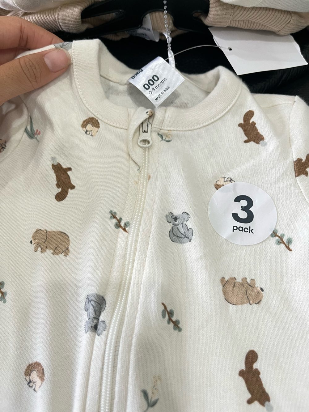Set 3 bộ bodysuit hoạ tiết gấu, nhím Anko baby ( size:0->3m, new 100%) - Ảnh 7