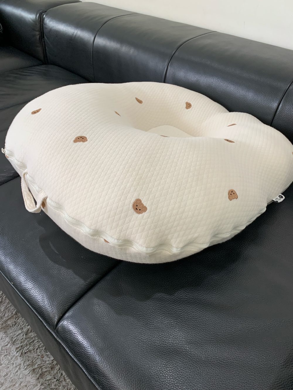 Gối chống trào ngược Rototo bebe cotton lụa hoạ tiết gấu màu be - Ảnh 5