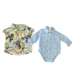 Bộ boduysuit Little me màu xanh hoạ tiết giáng sinh ( size: 3m) Tặng kèm áo Tape À L’oeil ( size: 6m)